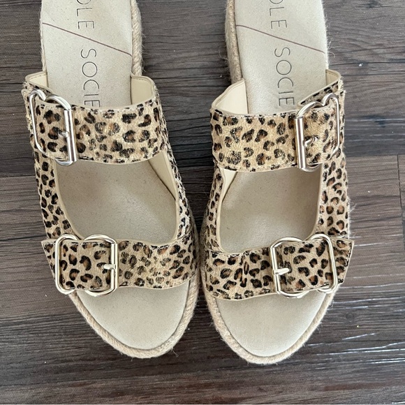 Soul Society Sandals Women's 9 Vanyah Calf Hair Animal Print Jute Espadrille - Picture 3 of 9
